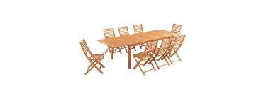 Cdiscount: Ensemble repas de jardin HAVANA - Bois Eucalyptus FSC - Table extensible 180/230/280 cm + 8 chaises