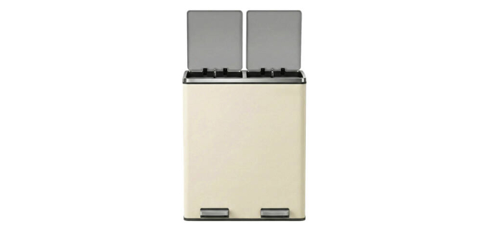 JoyBuy: Poubelle de tri 60L 2 compartiments - seaux amovibles, pédales à 59,99€ (au lieu de 185,27€)