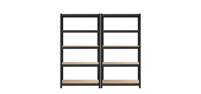 JoyBuy: Lot de 2 étagères de rangement réglables à 5 niveaux - Marron et noir à 43,99€ (au lieu de 104,65€)