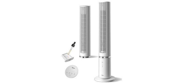Amazon: Ventilateur MIDEA Tour - Blanc, 103cm, 9m/s, 3400 m3/h, 28 dB à 75,9€ (au lieu de 88,99€)