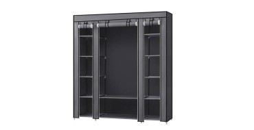 JoyBuy: Ochama Armoire en tissu grise portable - 45x150x175 cm, 12 compartiments &agrave; 22,99&euro;