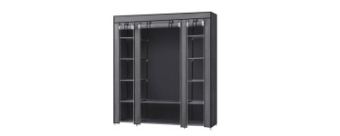 JoyBuy: Ochama Armoire en tissu grise portable - 45x150x175 cm, 12 compartiments à 22,99€