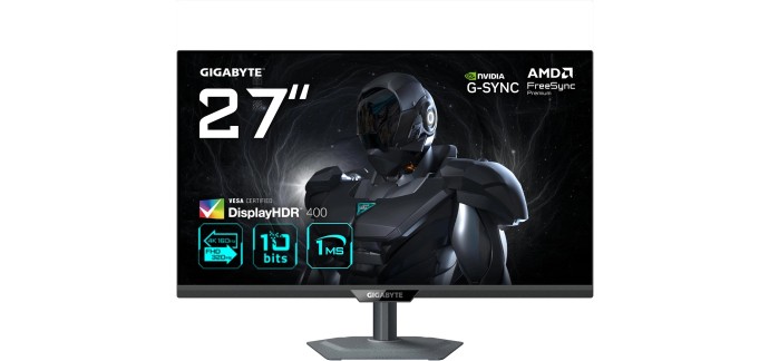 Amazon: Écran PC 27" Gigabyte G27U - 4K 160Hz/FHD 320Hz à 184,99€ (au lieu de 251,50€)