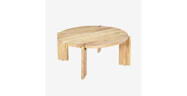 Sweeek: Table basse ronde bois d'acacia massif naturel 80 cm &agrave; 60&euro; (au lieu de 149,99&euro;)