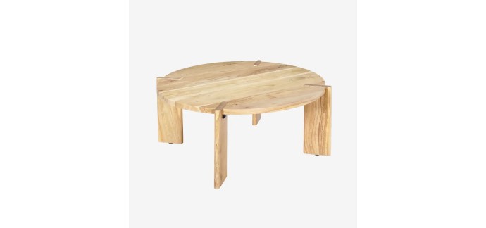 Sweeek: Table basse ronde bois d'acacia massif naturel 80 cm à 60€ (au lieu de 149,99€)