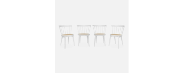 Sweeek: Lot de 4 chaises blanches en bois et cannage à 174,99€ (au lieu de 349,99€)