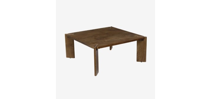Sweeek: Table basse exotique carrée bois massif 80cm noyer à 75€ (au lieu de 149,99€)