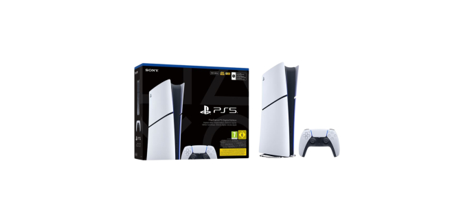 Amazon: Console PS5 Slim Digital chassis E (PS5) à 486,80€ (au lieu de 599,99€)