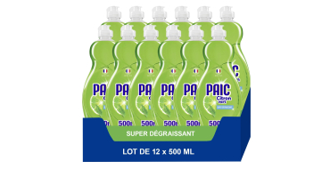 Amazon: Lot de 12 Liquides vaisselle PAIC Mini Citron Vert - 12x500ml &agrave; 13,43&euro; (au lieu de 21,48&euro;)
