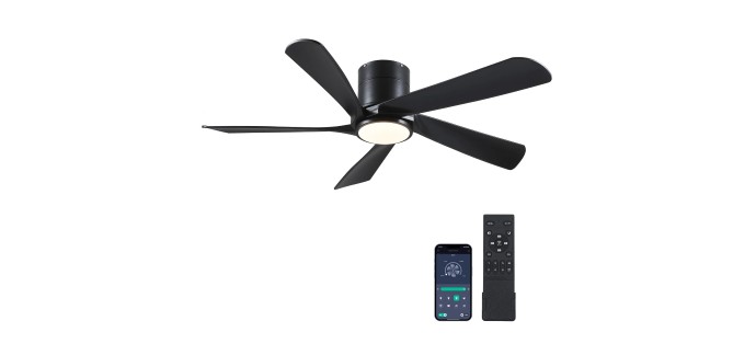 Amazon: Ventilateur de plafond Kviflon 137 cm avec lumière LED, contrôle app et télécommande à 69,99€