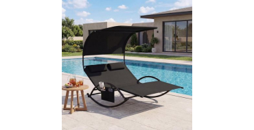 Cdiscount: COSTWAY Chaise &agrave; Bascule de Jardin 2 Places, 2 Appui-T&ecirc;tes Amovibles &agrave; 169,99&euro; (au lieu de 252,99&euro;)