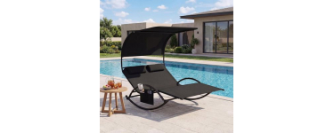 Cdiscount: COSTWAY Chaise à Bascule de Jardin 2 Places, 2 Appui-Têtes Amovibles à 169,99€ (au lieu de 252,99€)