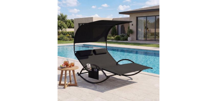 Cdiscount: COSTWAY Chaise à Bascule de Jardin 2 Places, 2 Appui-Têtes Amovibles à 169,99€ (au lieu de 252,99€)