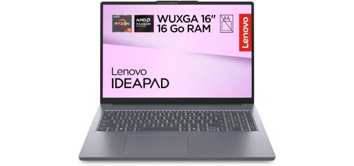 Amazon: [Prime] PC Portable 16" Lenovo IdeaPad Slim 3 16ARP10 - Ryzen 5 150, 16 Go RAM, 512 Go SSD à 449,99€