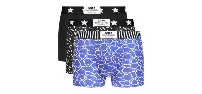 Amazon: Lot de 3 boxers Dim - Vibes Coton Stretch, S à XXL à 15€ (au lieu de 29,96€)
