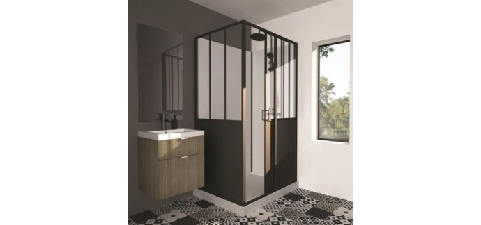 Cdiscount: Cabine de douche rectangulaire GELCO - Mitigeur mécanique, style industriel, noir à 699,99€