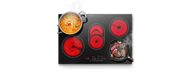 Cdiscount: Plaque vitrocéramique 5 feux - 77cm, 8500W, commande tactile à 129,99€ (au lieu de 199,99€)