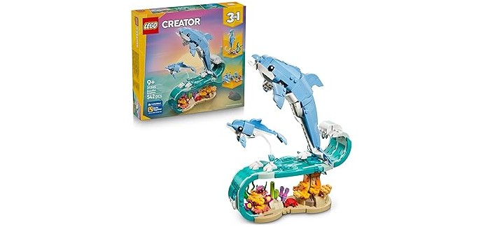 Amazon: LEGO® Creator 3-en-1 Animaux Marins Les Beaux Dauphins (31385) à 35,14€ (au lieu de 38,99€)