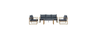 Cdiscount: Salon de jardin PUERTO - Aluminium effet bois, 5 personnes à 449,99€ (au lieu de 689,99€)