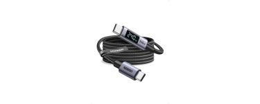 Amazon: Câble USB C vers USB C UGREEN 240W avec Écran LCD – Charge Rapide PD 3.1, 1 Mètre à 10,49€