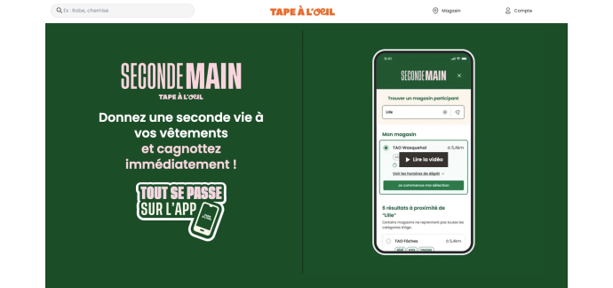 Tape à l'Oeil - TAO: Revendez vos vêtements seconde main TAO et recevez votre paiement sur cagnotte fidélité