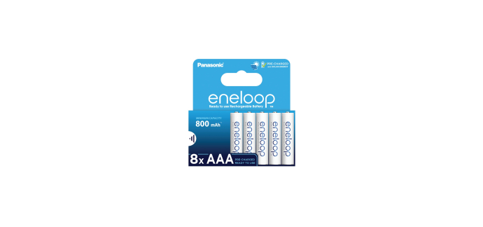 Amazon: Lot de 8 Piles Rechargeable Eneloop AAA - 800 mAh à 17,99€ (au lieu de 21,99€)