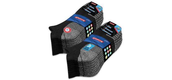 Amazon: Lot de 10 Paires de Chaussettes de Sport Soxco - Tailles 35-50 à 10,82€ (au lieu de 14,99€)