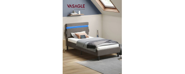 Cdiscount: VASAGLE Lit Simple en Métal 90x190 cm - Tête réglable, LED, USB-C à 129,99€ (au lieu de 149,99€)