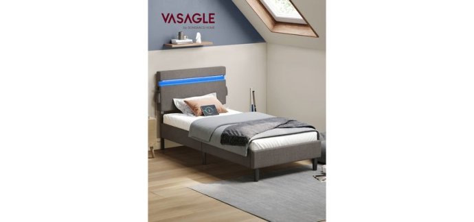 Cdiscount: VASAGLE Lit Simple en Métal 90x190 cm - Tête réglable, LED, USB-C à 129,99€ (au lieu de 149,99€)