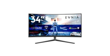 Amazon: Ecran PC 34" Philips Evnia 34M2C6500 - UWQHD, QD-OLED 175 Hz, incurvé à 479,99€