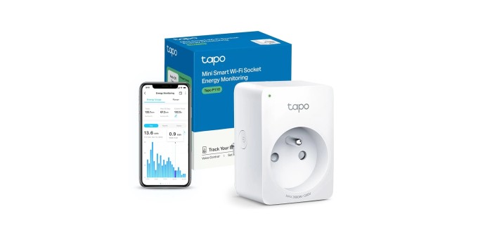 Amazon: Prise Connectée Tapo P110 - Wi-Fi, 16A, Suivi de Consommation, Alexa & Google Home à 9,99€