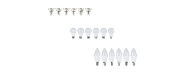 LIDL: LIVARNO HOME Lot de 6 ampoules LED - GU10, E27, E14, 2700K à 4€ (au lieu de 7,99€)