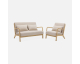 Sweeek: Banquette 2 places + Fauteuil bois, tissu beige à 314,99€ (au lieu de 449,99€)