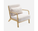 Sweeek: Fauteuil à bouclettes crème en bois et tissu - Scandinave, hévéa à 137,99€ (au lieu de 229,99€)
