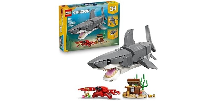 Amazon: LEGO® Creator 3-en-1 Le Redoutable Requin (31381) à 23,9€ (au lieu de 34,99€)