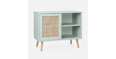 Sweeek: Meuble de rangement en cannage, vert céladon - 80 cm à 44,99€ (au lieu de 89,99€)