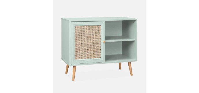 Sweeek: Meuble de rangement en cannage, vert céladon - 80 cm à 44,99€ (au lieu de 89,99€)