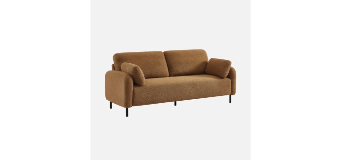 Sweeek: Canapé 3 places eucalyptus, bouclette beige foncé à 314,99€ (au lieu de 449,99€)