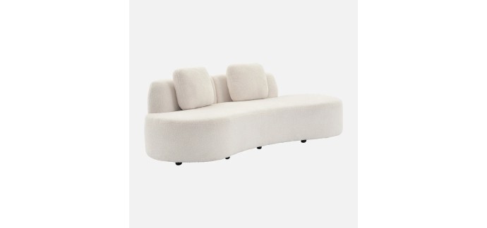 Sweeek: Canapé virgule organique 3 places en tissu bouclette à 349,99€ (au lieu de 499,99€)