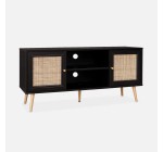 Sweeek: Meuble TV en cannage 120x39x56.5cm - Noir à 64,99€ (au lieu de 129,99€)