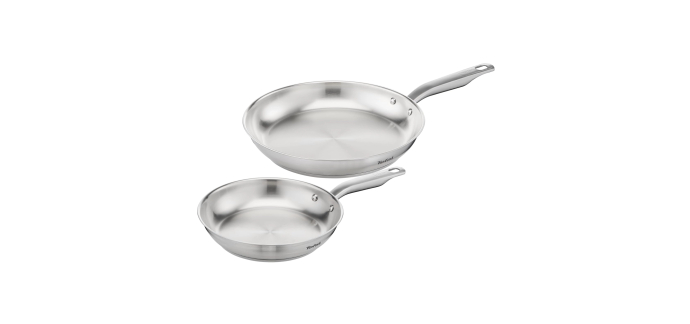 Amazon: Lot de 2 Poêles Tefal Virtuoso E492S225 - Inox, 24 & 28cm, Induction à 37,99€ (au lieu de 59,9€)