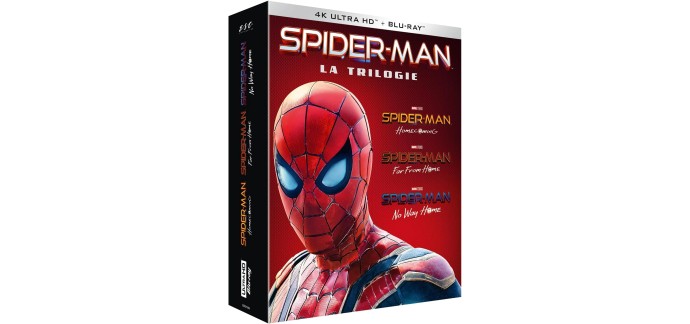 Amazon: Blu-Ray & 4K Ultra HD Spider-Man Trilogie Homecoming, Far From Home & No Way Home à 24,49€