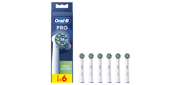 Amazon: Pack de 6 Brossettes Oral-B Pro Cross Action à 14,99€ (au lieu de 24,61€)