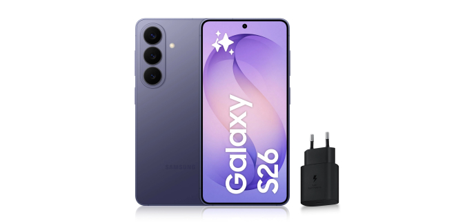 Amazon: Smartphone Samsung Galaxy S26 5G - 256 Go, Violet à 699€ (au lieu de 908,33€)