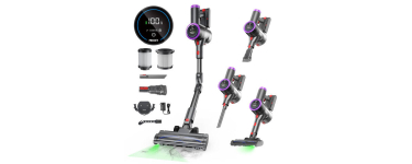 JoyBuy: Aspirateur sans fil Prasky - Autoportant, anti-emmêlement, violet à 59,98€ (au lieu de 129,91€)