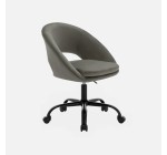 Sweeek: Chaise de bureau ronde à roulettes en velours gris à 49,90€ (au lieu de 99,99€)