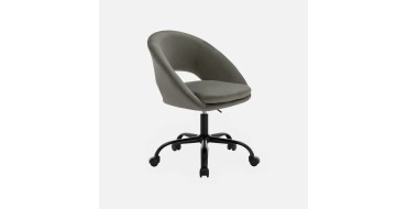 Sweeek: Chaise de bureau ronde à roulettes en velours gris à 49,90€ (au lieu de 99,99€)
