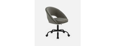Sweeek: Chaise de bureau ronde à roulettes en velours gris à 49,90€ (au lieu de 99,99€)