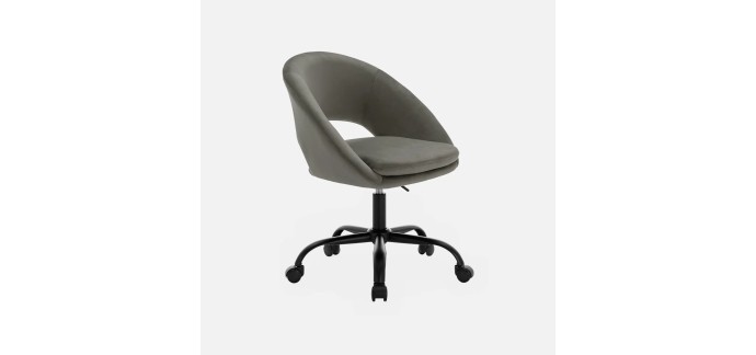Sweeek: Chaise de bureau ronde à roulettes en velours gris à 49,90€ (au lieu de 99,99€)