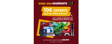 Fnac: 10€ offerts tous les 100€ d'achats pour les adhérents